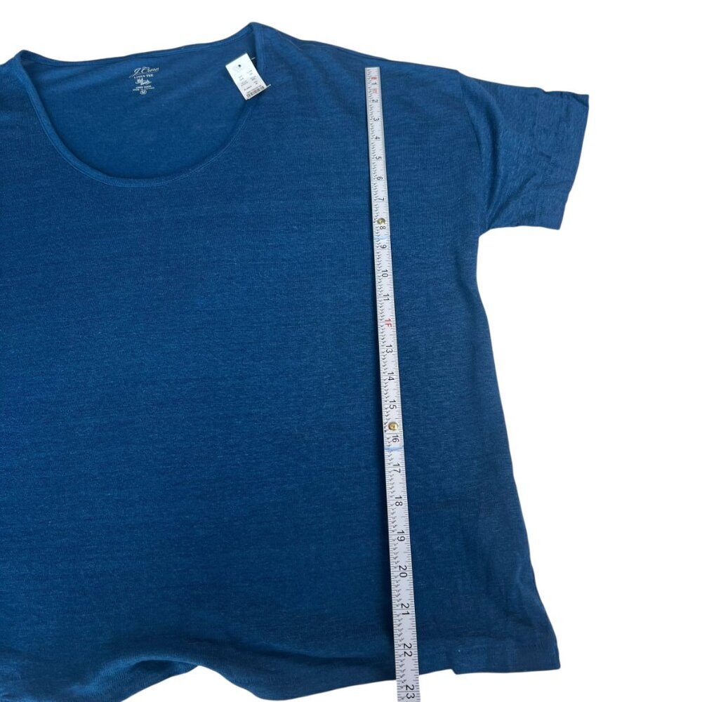 J.Crew 100% Linen Relaxed Tee Size Medium Blue Teal Color - Picture 8 of 11